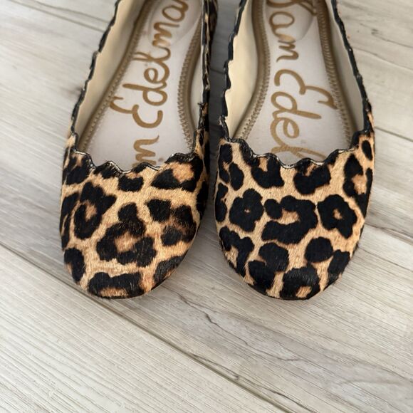 Sam Edelman Alaine Leopard Calf Hair Scalloped Ballet Flat Size 8 - Picture 4 of 8